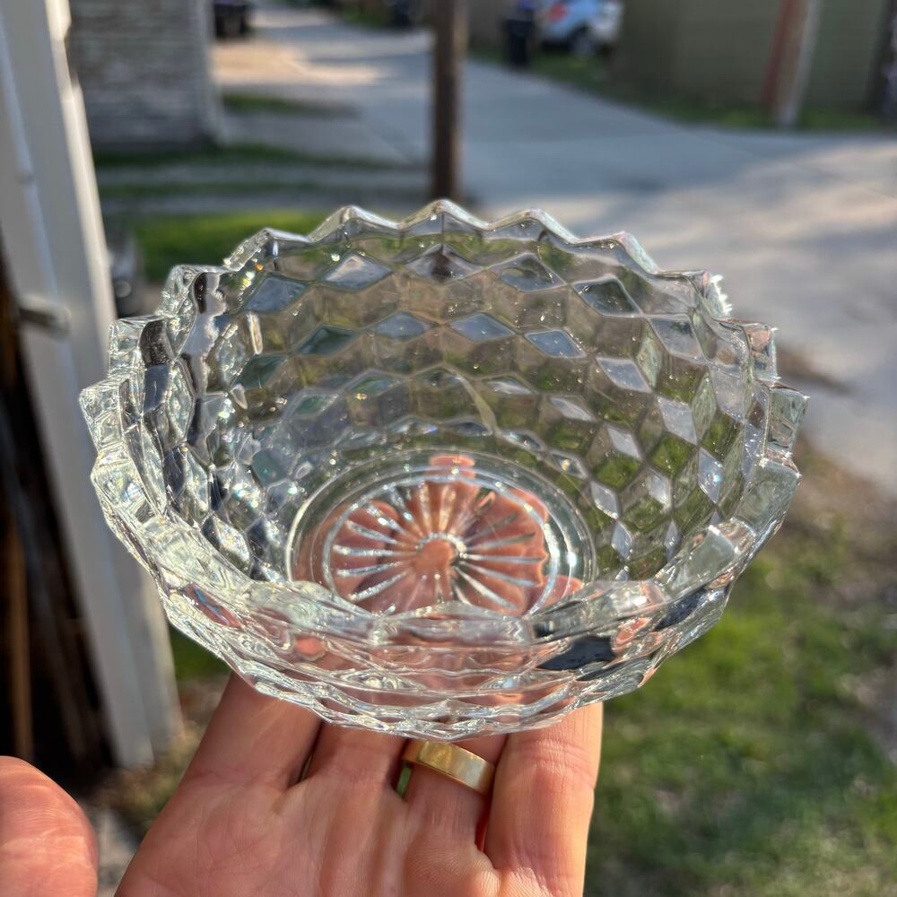 Vintage Homco Fairy Lamp Cubist Style BASE ONLY Candle  Clear Glass Round